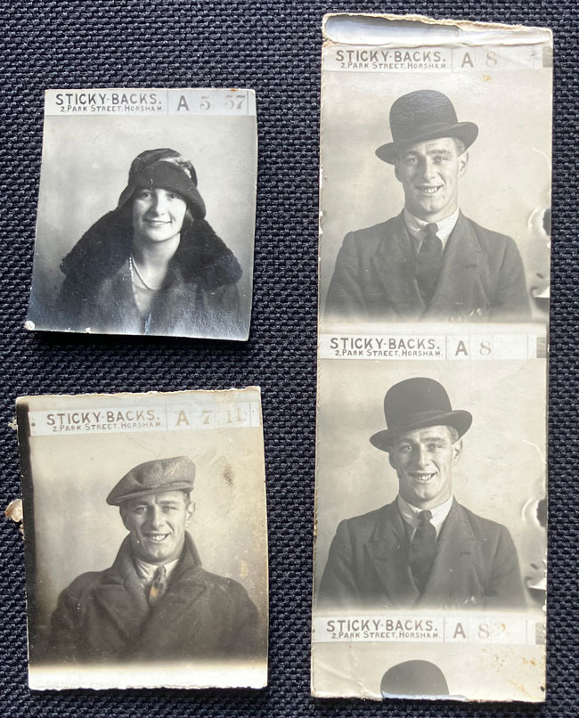 Stickybacks from Horsham studio from the collection of the descendants of George F C Spells